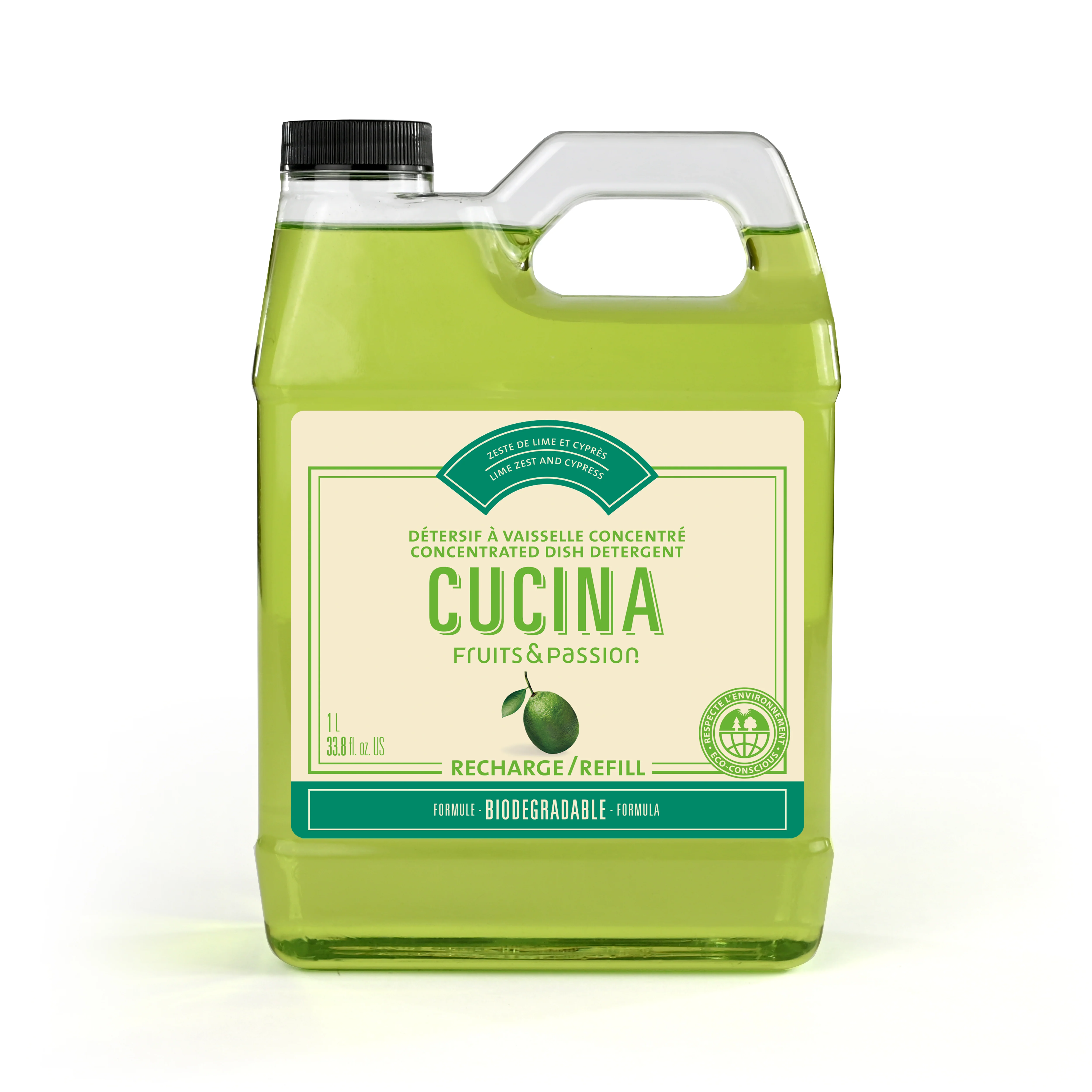 Concentrated Dish Detergent | Lime Zest and Cypress | 1L Refill